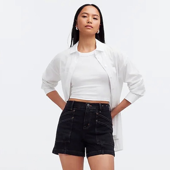 NWT Madewell The Perfect Vintage Mid-Length Cargo Jean Short Size 28 - Picture 2 of 10